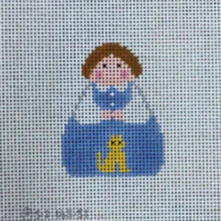 Blue Girl with Cat Stitch-It Angel Needlepoint Canvas