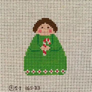 Green Candy Cane Stitch-It Angel Needlepoint Canvas