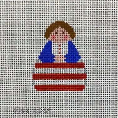 Red White Stripe with Blue Stitch-It Angel Needlepoint Canvas