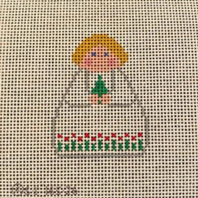 White Dress Angel with Tree Stitch-It Angel Needlepoint Canvas