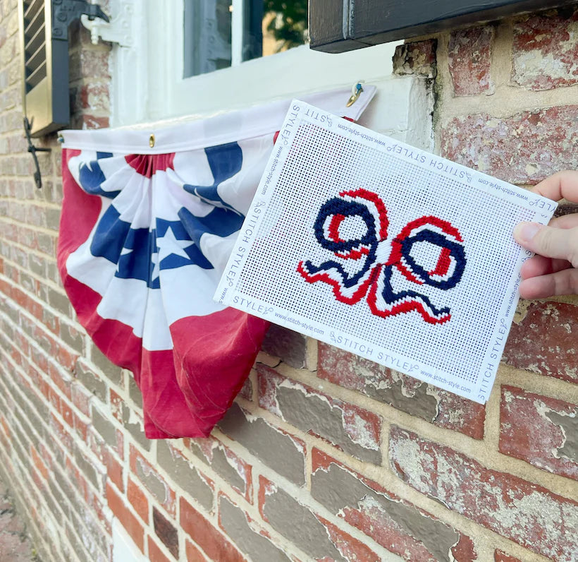 Patriotic Bow Needlepoint Canvas & Stitch Guide