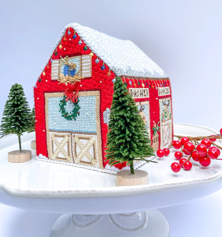 3D Reindeer Barn Needlepoint Canvas and Stitch Guide