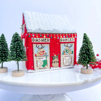 3D Reindeer Barn Needlepoint Canvas and Stitch Guide