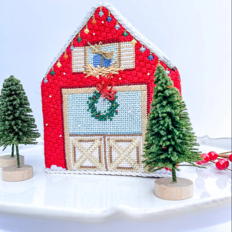 3D Reindeer Barn Needlepoint Canvas and Stitch Guide