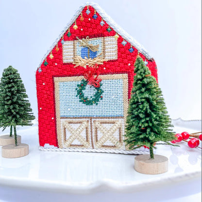3D Reindeer Barn Needlepoint Canvas and Stitch Guide