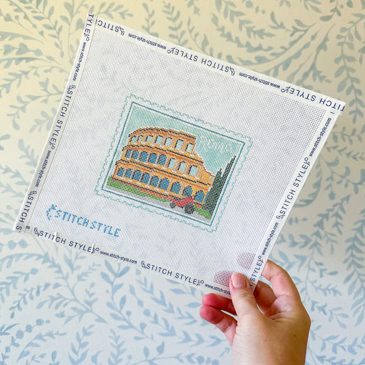 Rome Colosseum Stamp Needlepoint Canvas
