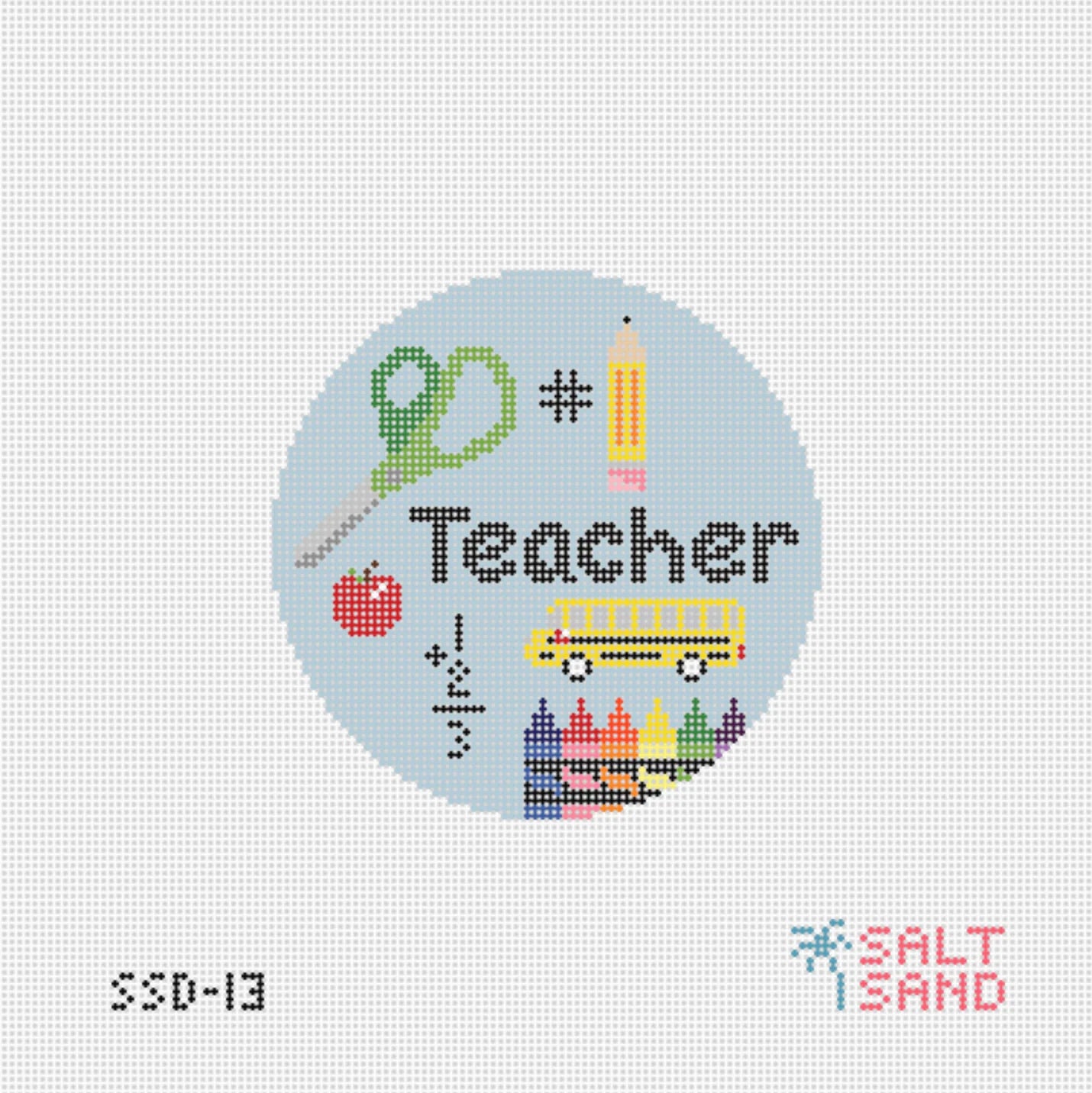 #1 Teacher Round Needlepoint Canvas