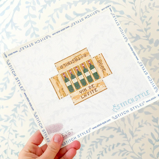 3D Wine Crate Needlepoint Canvas