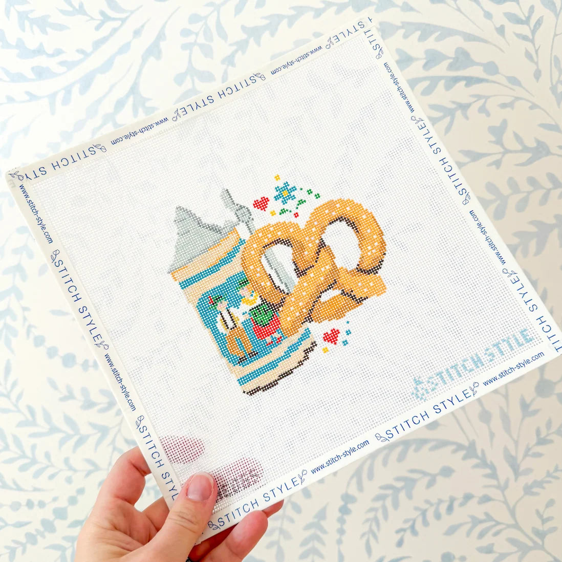 Beer Stein and Pretzel Needlepoint Canvas