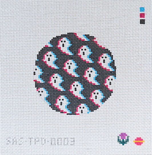 3D Ghost Round Needlepoint Canvas