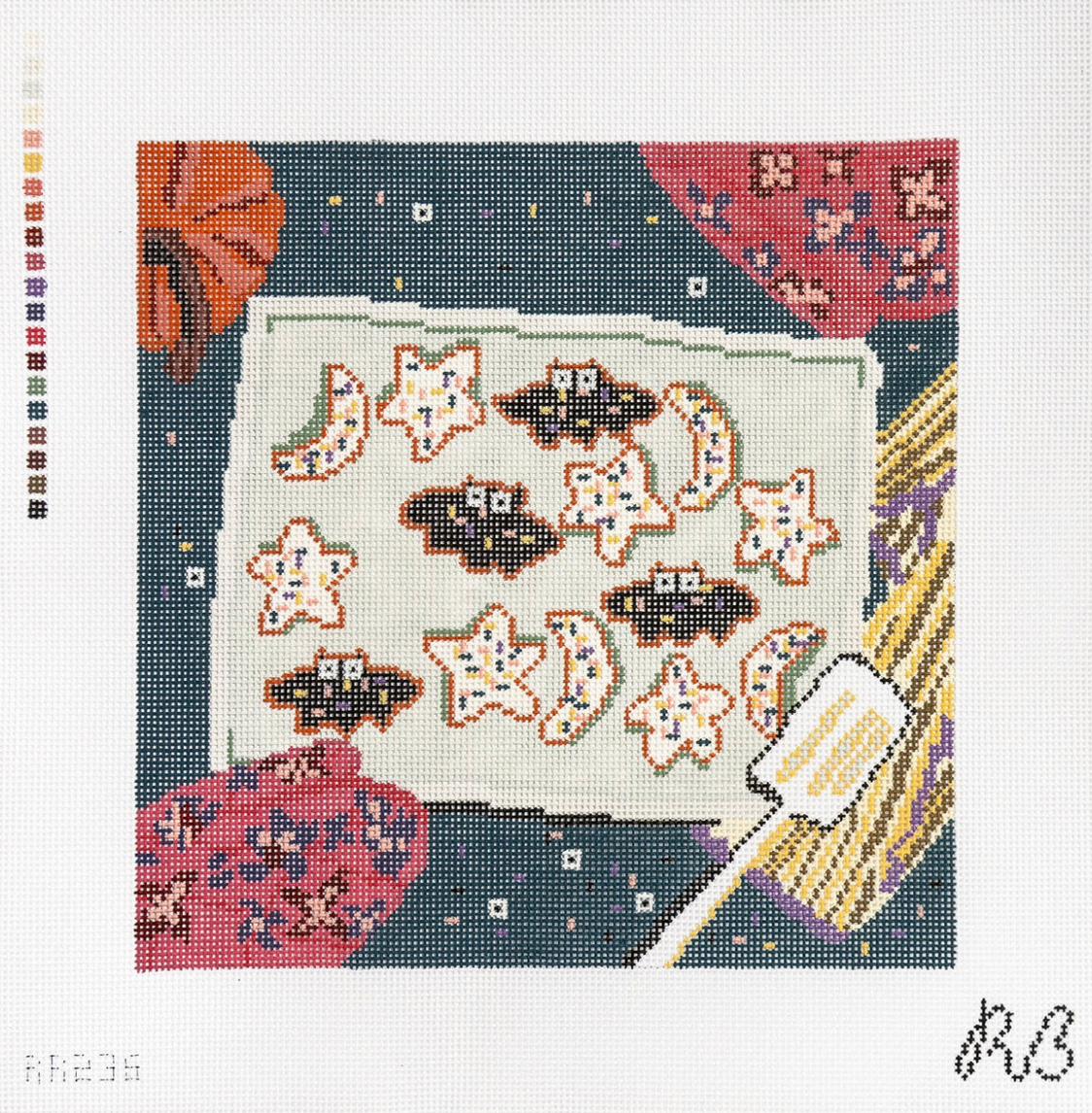 Moon, Stars & Bats Needlepoint Canvas