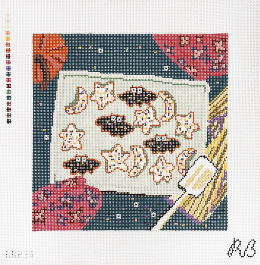 Moon, Stars & Bats Needlepoint Canvas