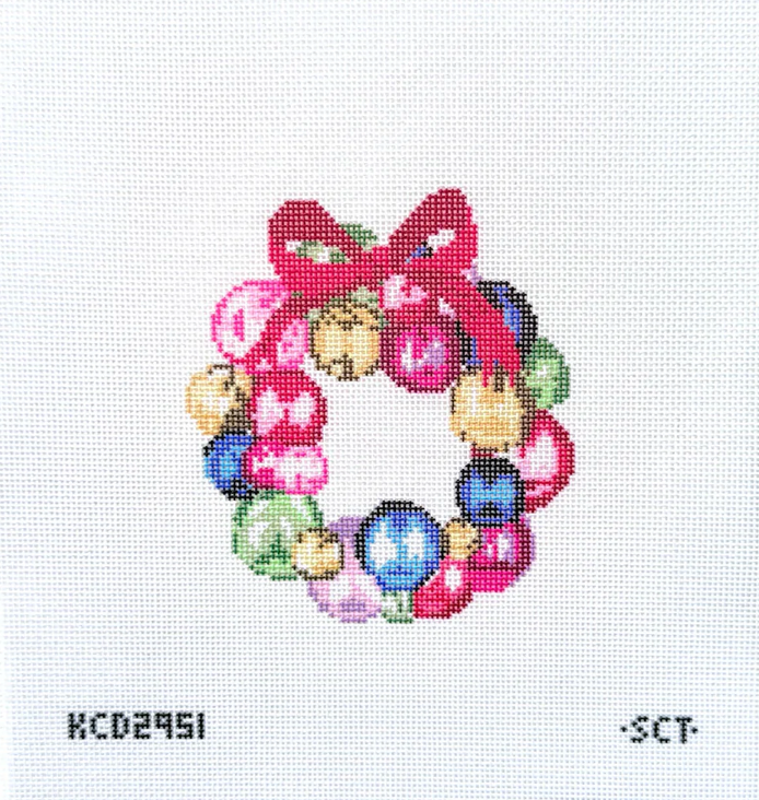 Mini Glass Ornament Wreath Needlepoint Canvas