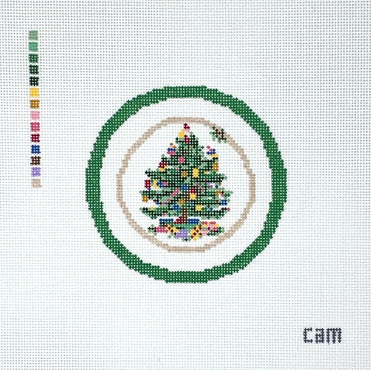 Christmas Plate Round Needlepoint Canvas