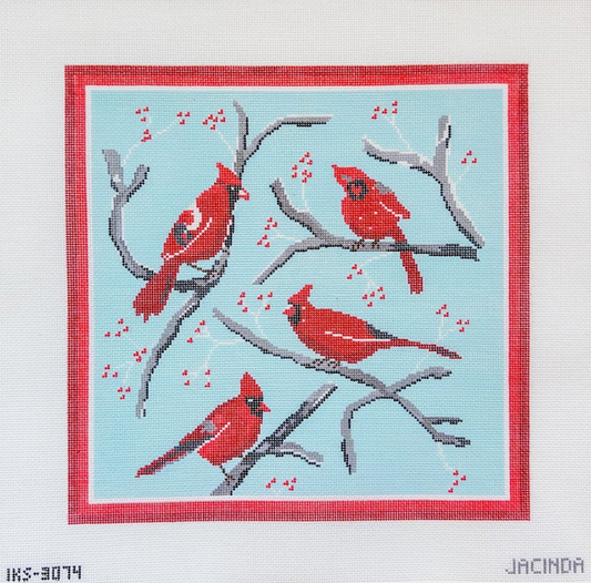 Winter Cardinals Needlepoint Canvas