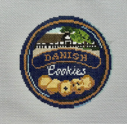Danish Butter Cookies Round Needlepoint Canvas