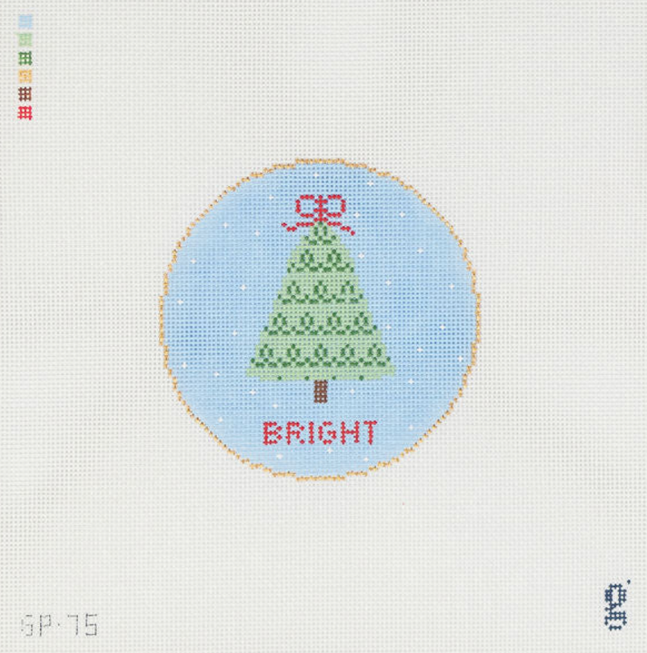 Squiggle Tree Round Needlepoint Canvas