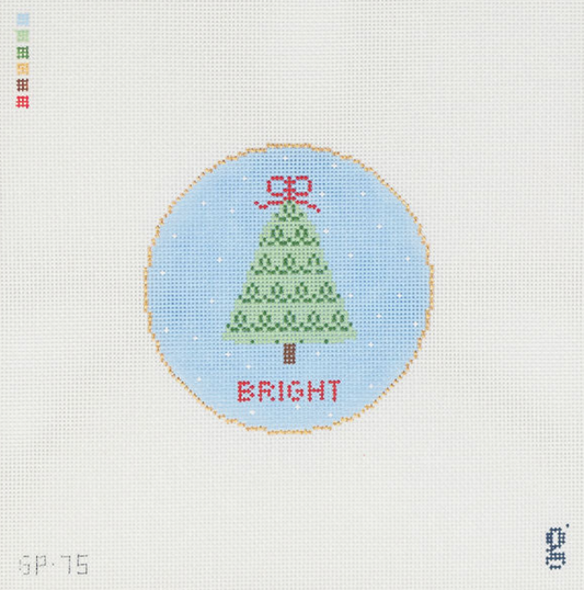 Squiggle Tree Round Needlepoint Canvas