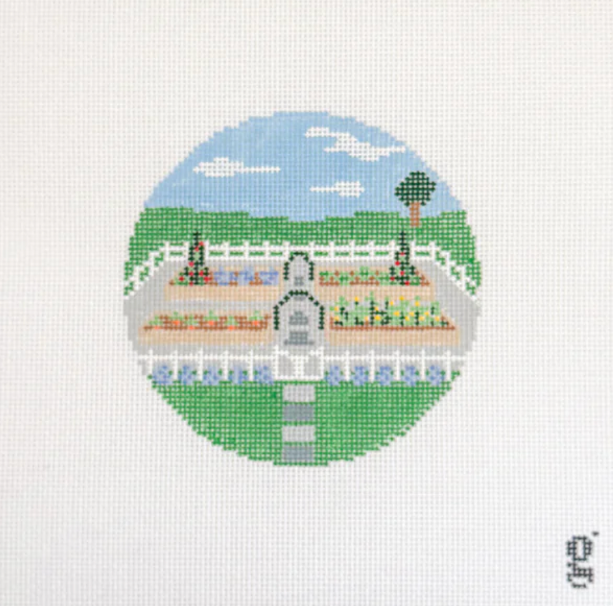 Veggie Garden Round Needlepoint Canvas