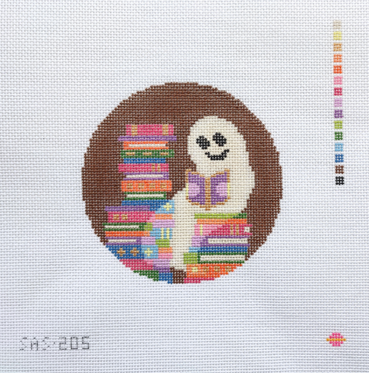 Reading Ghostie Round Needlepoint Canvas