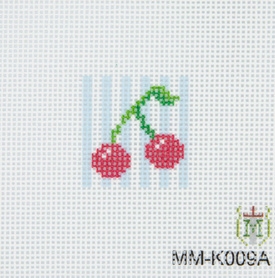 Mini Cherries With Stripes Needlepoint Canvas
