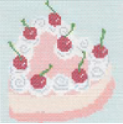 Cherry Heart Cake Needlepoint Canvas