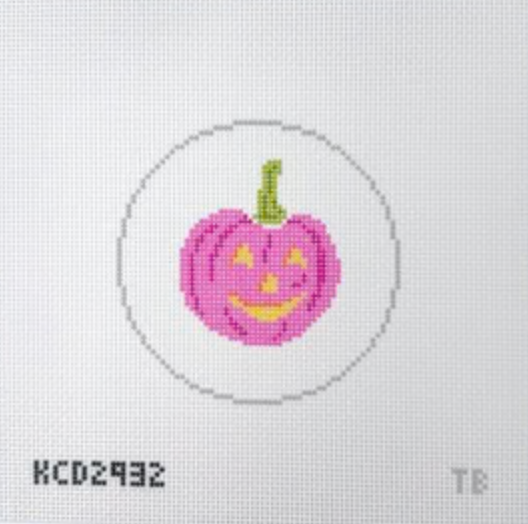 Pink Pumpkin Round Needlepoint Canvas