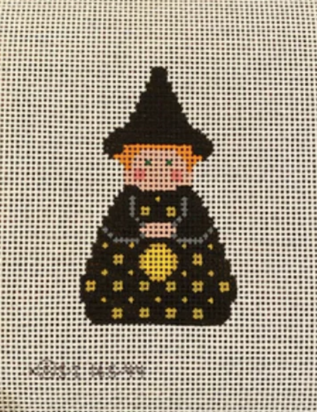 Black Witch Stitch-It Angel Needlepoint Canvas