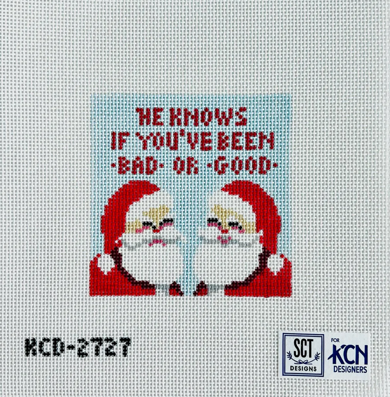 He Knows if You've Been Bad or Good Needlepoint Canvas