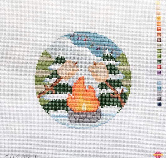 By the Slopes Round Needlepoint Canvas