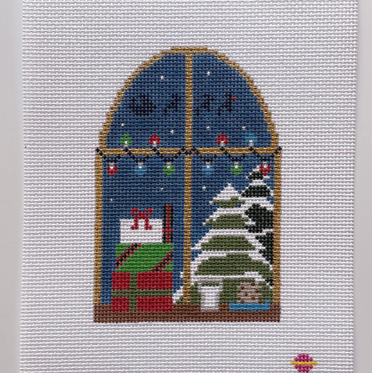 Santa's Skies Window Needlepoint Canvas