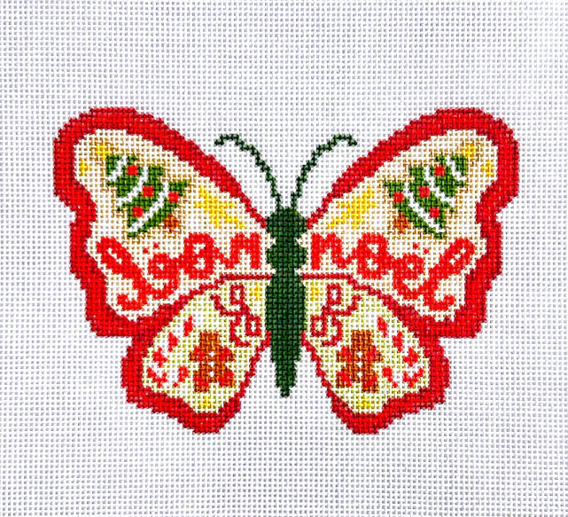 Christmas Noel Butterfly Needlepoint Canvas