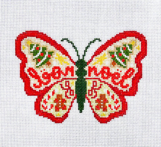 Christmas Noel Butterfly Needlepoint Canvas