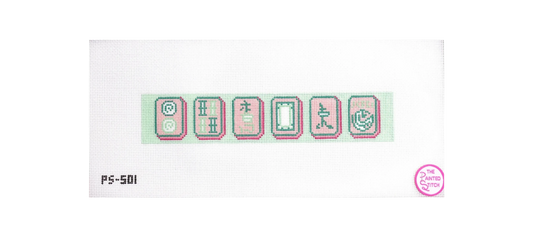 Mahjong Key Fob (Pink and Green) Needlepoint Canvas