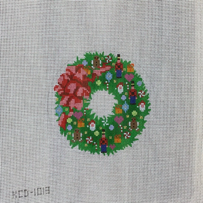 Christmas Wreath Round Needlepoint Canvas