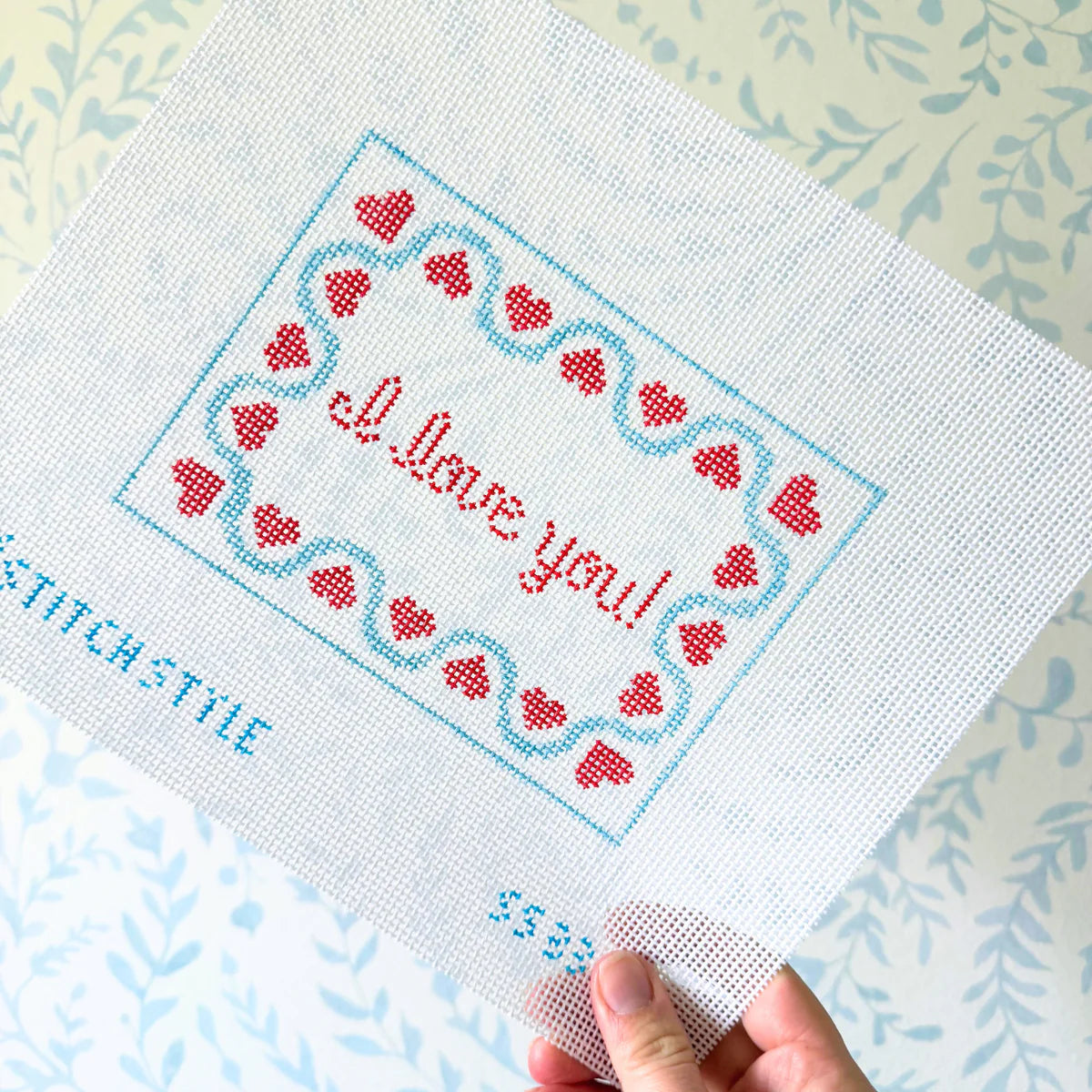 Blue I Love Your Needlepoint Canvas