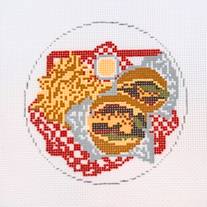 Cheeseburger Round Needlepoint Canvas