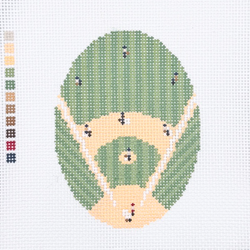 Baseball from Above Oval Needlepoint Canvas