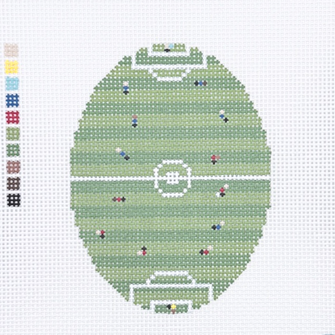 Soccer from Above Oval Needlepoint Canvas