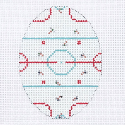 Hockey from Above Oval Needlepoint Canvas