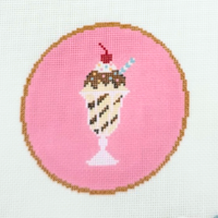 Vintage Sundae Round Needlepoint Canvas