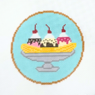 Banana Split Round Needlepoint Canvas