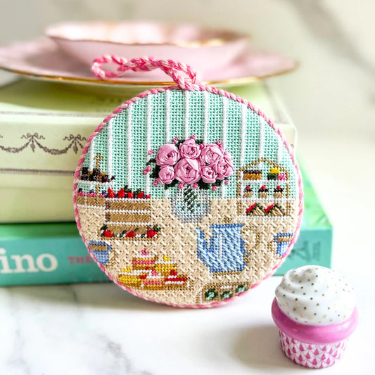 Tea for Two Round Needlepoint Canvas & Stitch Guide