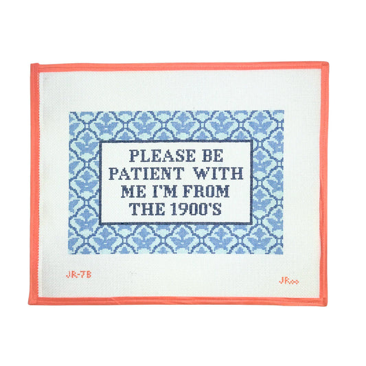 Blue 1900s Pillow Needlepoint Canvas