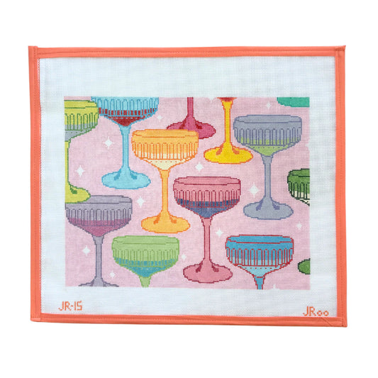 Champagne Party Pillow Needlepoint Canvas