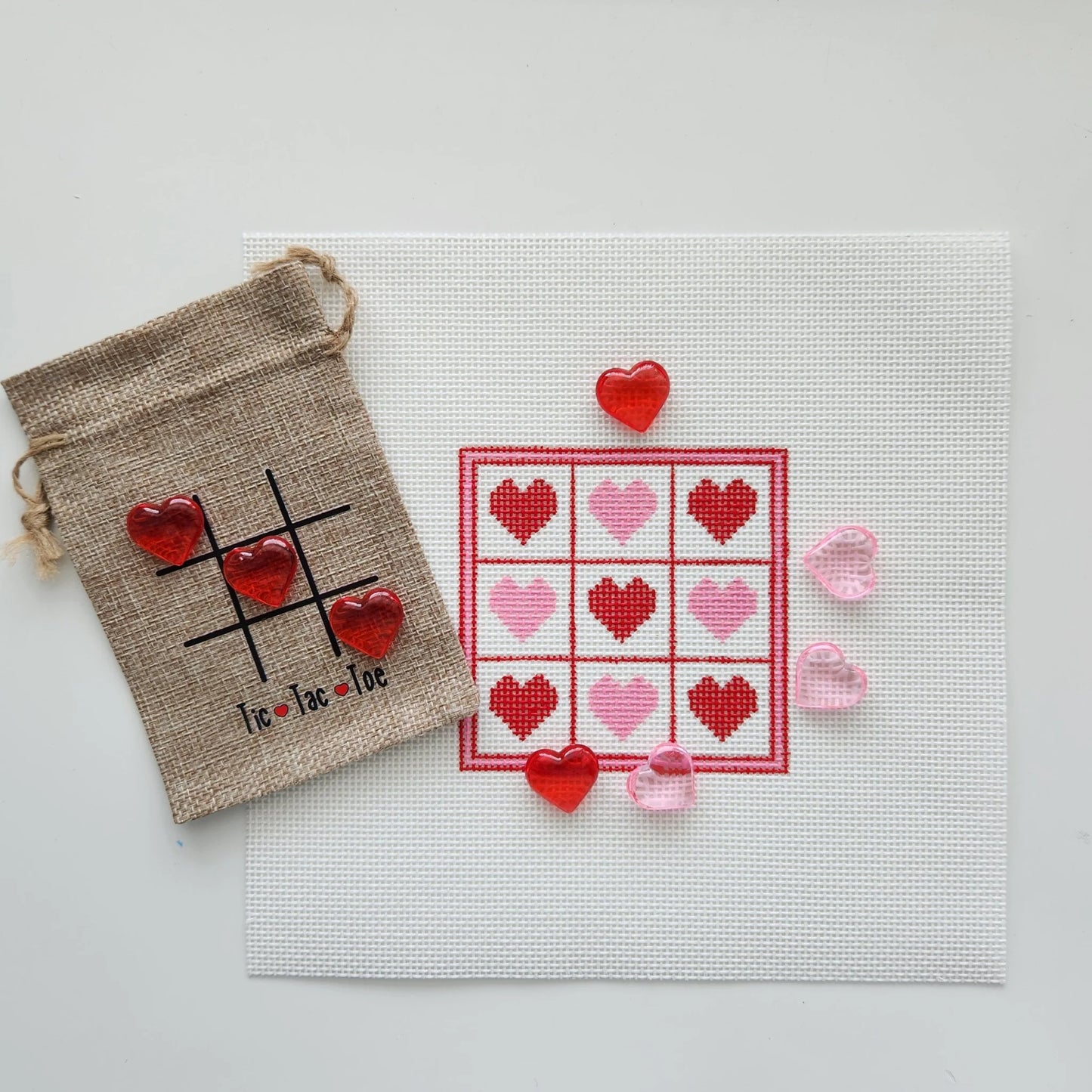 Valentine's Tic Tac Toe Needlepoint Canvas
