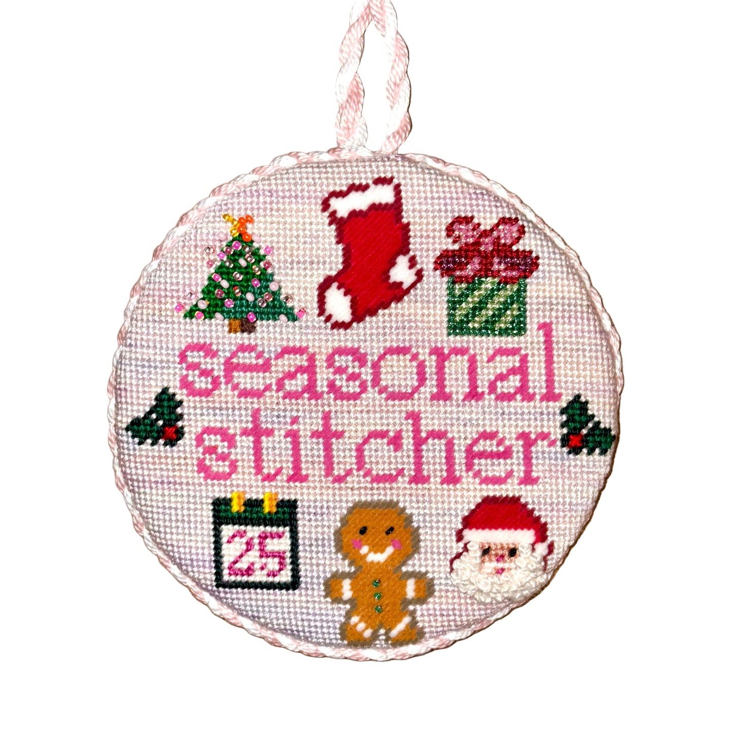 Christmas Seasonal Stitcher Round Needlepoint Canvas