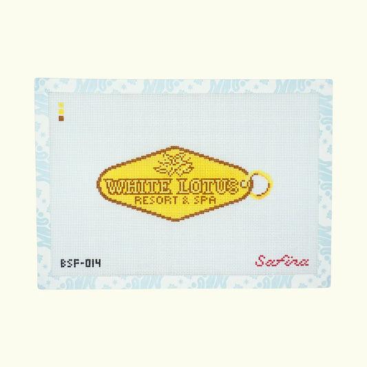 The White Lotus Key Tag Needlepoint Canvas