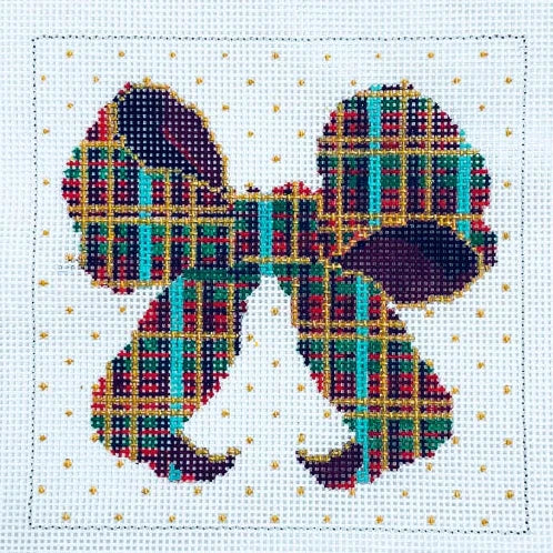 Small Bow - Plaid (Square) Needlepoint Canvas