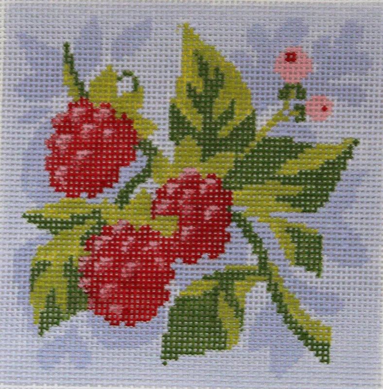 Fruit Square: Raspberries Needlepoint Canvas